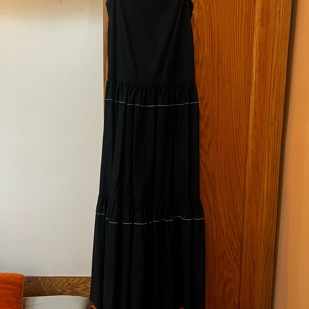 Rosetta Getty Black Maxi Dress with White Accents